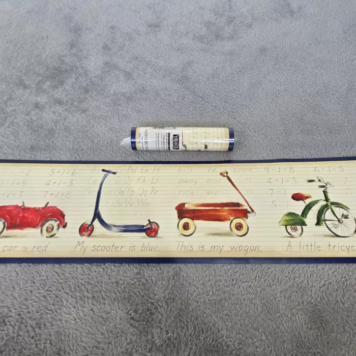 York Vintage Toys Nursery Wallpaper Border Prepasted Vinyl Multicolor New - Main