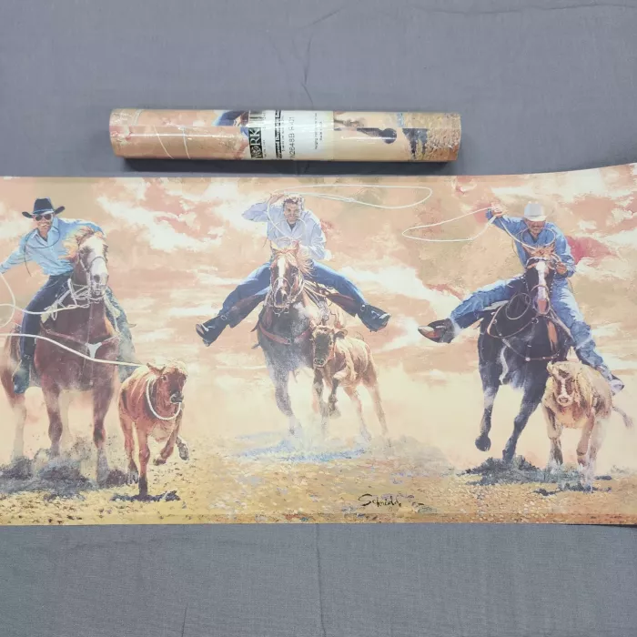 York Vintage Western Cowboy Rodeo Scenic Wallpaper Border Prepasted New Sealed - Main