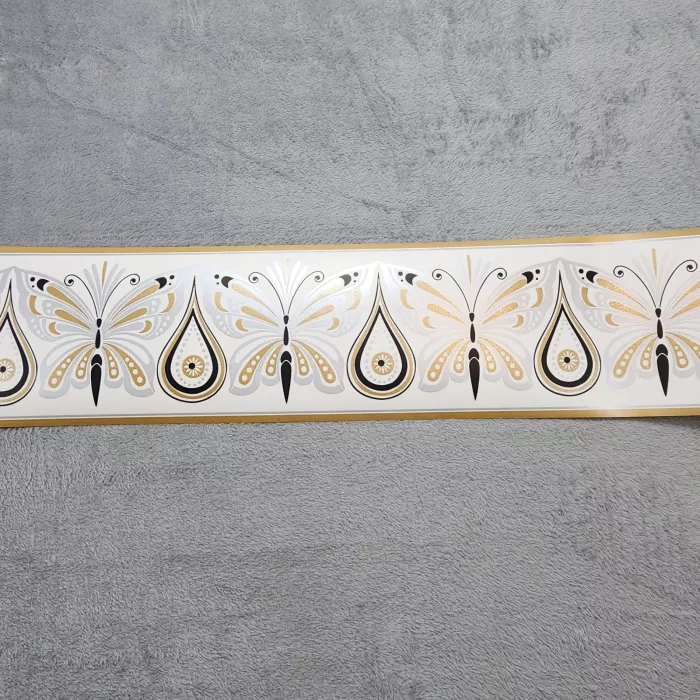 York Wallcoverings Art Deco Butterfly Gold Black Wallpaper Border Prepasted New - Main