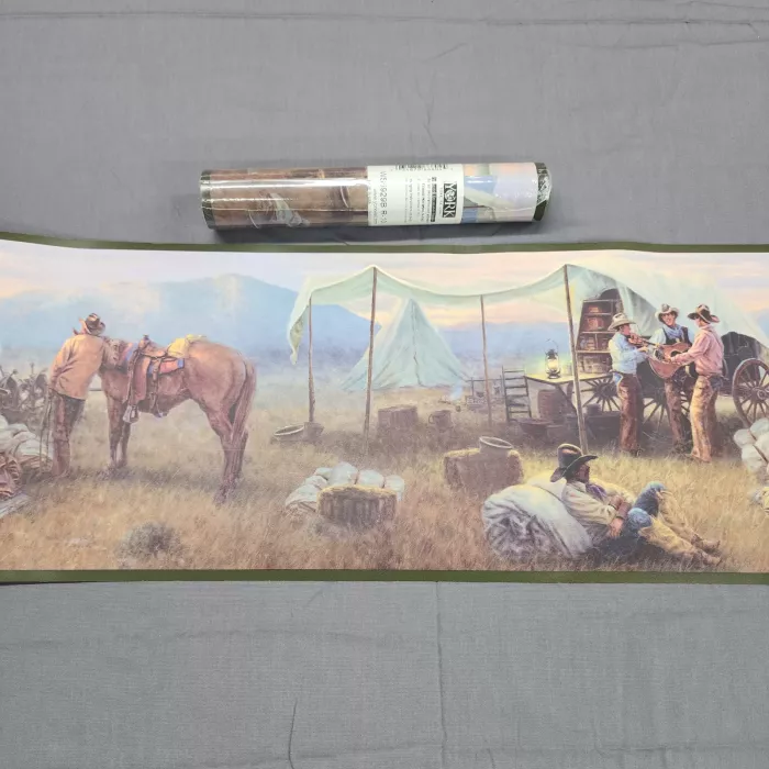 York Western Cowboy Scenic Multicolor Wallpaper Border WS5929B New Prepasted - Main
