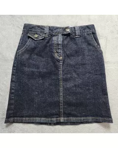 Ann Taylor Denim Skirt Womens Size 6 Dark Blue Mini Stretch Jean Back Pockets