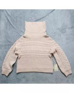 Elie Tahari Sweater Women's Small Blush Pink Cable Knit Turtleneck Pullover NWT