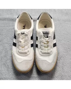 Gola Badminton Sneakers Women's Size 8 White Canvas Suede Toe Retro Low Top