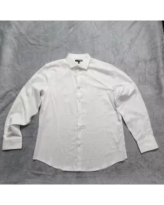 Murano Dress Shirt Men's XL Slim Fit White Textured Spread Collar Long Sleeve