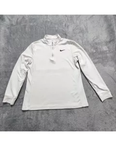 Nike Dri-Fit 1/4 Zip Pullover Men's White Long Sleeve Soccer Training Top