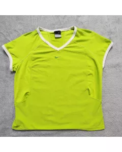 Nike Dri-Fit Running Shirt Women's M Lime Green V-Neck Mesh Back Gym Athletic To