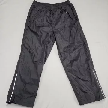 33000ft Mens Track Pants Size L Black Nylon Lined Athletic Zip Pockets - Front