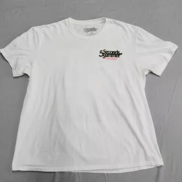 5 Seconds of Summer Womens 2XL Graphic T-Shirt White Band Merch Short Sleeve - Front