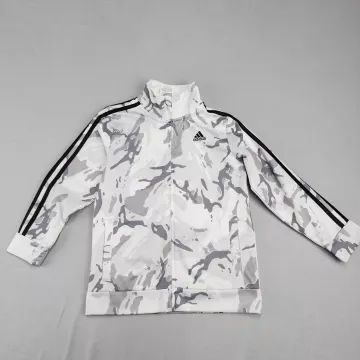 Adidas Boys 7 Track Jacket Camouflage White Grey Black Full Zip Athletic - Front