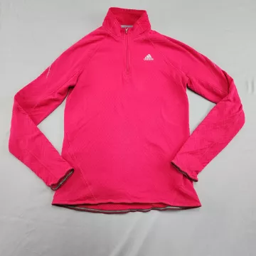 adidas CLIMAWARM Women's S Fuchsia Quarter-Zip Athletic Pullover Textured - Front