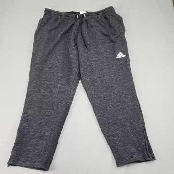 adidas Mens 2XL Charcoal Gray Heather Sweatpants Fleece Ankle Zip 39x28.5 - Front