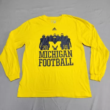 adidas Michigan Wolverines Long Sleeve T-Shirt Mens L Yellow Graphic Tee NCAA - Front