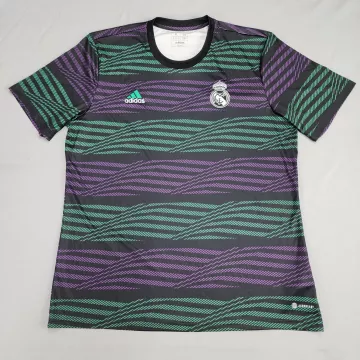adidas Real Madrid Aeroready Soccer Training Shirt Mens XL Black Purple Striped