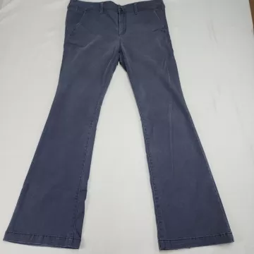 American Eagle Super Stretch X Kick Boot Chino Pants Womens 16 Long Navy Blue - Front