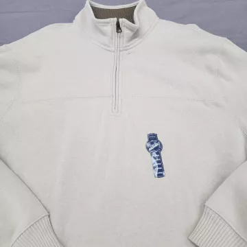 Arrow Mens XL Beige 1/4 Zip Pullover Sweatshirt Mock Neck Fleece Lined Cotton - Main