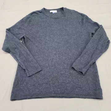 Artefact Men XL Crew Neck Pullover Sweater Navy Blue Heathered Merino Wool - Front