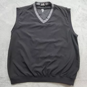 Ashworth Weather Systems Golf Vest Men's XL Black Windbreaker Pullover V-Neck - Front