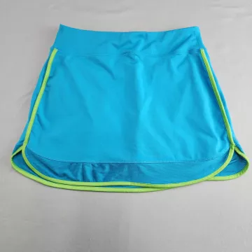ATHLETA Athletic Skort Women's M Tall Turquoise Neon Green Trim Inner Shorts - Front
