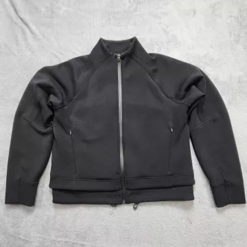 Athleta Black Full Zip Jacket Womens S Modal Blend High Neck Athletic - Front