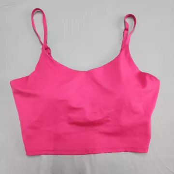 Athleta Womens Large Pink Athletic Tank Top Built In Bra Adjustable Straps - Front