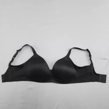 Auden Lightly Lined Wirefree Bra Women's 36DD Black Adjustable Straps - Front