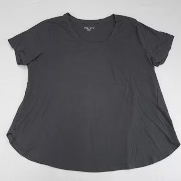 AVA & VIV Black Swing T-Shirt Women's Plus Size 2X Scoop Neck Short Sleeve - Front