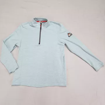 Avalanche Men's Large 1/4 Zip Pullover Light Blue Heathered Performance Hiking T - Front