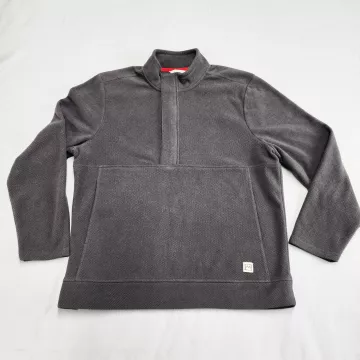 Avalanche Mens L Charcoal Gray Grid Fleece Quarter Snap Pullover Sweatshirt - Front