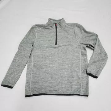 Avalanche Mens Pullover Large Gray Heathered 1/4 Zip Stretch Fleece Activewear - Front