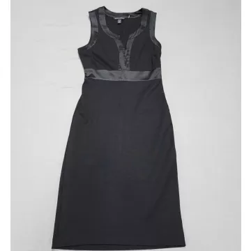 Banana Republic Black Sheath Dress Women's 2 V-Neck Sleeveless Stretch Midi