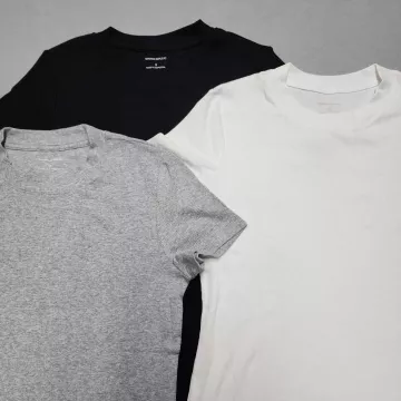 Banana Republic Lot 3 Ribbed T-Shirts Womens S Crew Neck Black White Gray - Main