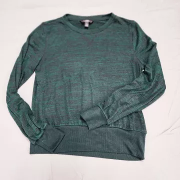 Banana Republic Luxespun Sweater Womens S Green Heathered Crewneck Pullover - Main