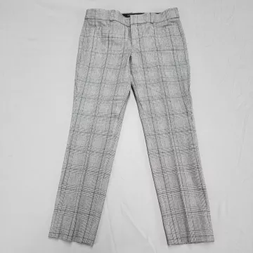 Banana Republic Sloan Pants Womens 2 Petite Gray Plaid Stretch Dress Trousers - Front