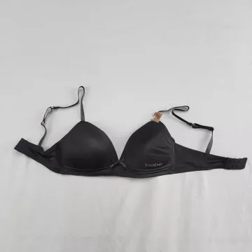 bebe girls Push Up Bra 30B Black Padded Underwire Adjustable Straps Bow - Front