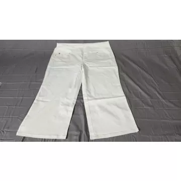 Belle by Kim Gravel Pants Womens 22W White Cropped Wide Leg Pull On Stretch - Front