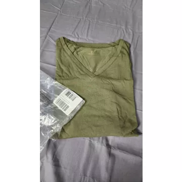 Belle by Kim Gravel Primabelle V Neck Top Womens 4X Olive Green Long Sleeve - Main