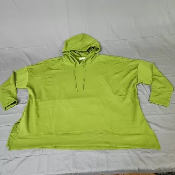 Belle by Kim Gravel Women's Plus 4X Pullover Hoodie Lime Green Thumbholes - Front