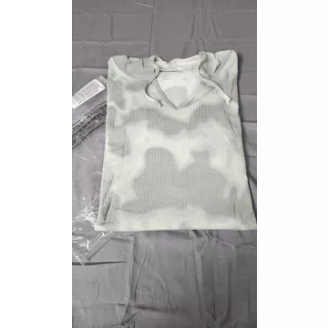 Belle by Kim Gravel Womens 4X Gray Tie Dye Waffle Knit Hoodie Top Thumbholes - Main