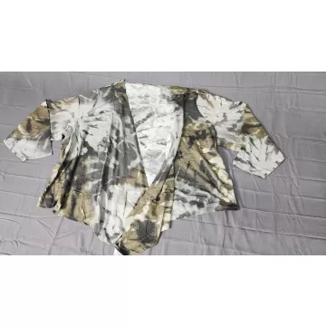 Belle by Kim Gravel Womens 5X Green Tie Dye Open Front Knit Cardigan Sweater - Front