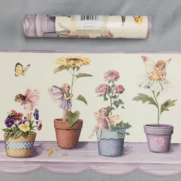 Blue Mountain Fairies Floral Multicolor Border Prepasted Vinyl New Sealed - Main