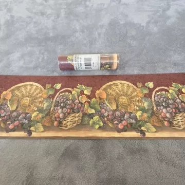 Brewster Country Grape Basket Wallpaper Border Pre-pasted Vinyl Multicolor New - Main