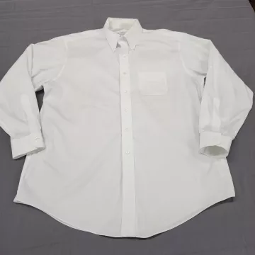 Brooks Brothers Madison Fit Dress Shirt Mens 17 35 White Solid Non Iron Stretch - Front