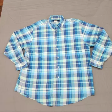 Brooks Brothers Madison Fit Men's XL Blue Plaid Button Down Shirt Long Sleeve - Front