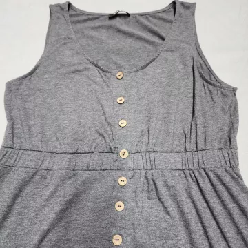 BTFBM Womens Dress Size XL Gray Knit A-Line Sleeveless Button Front Scoop Neck - Main