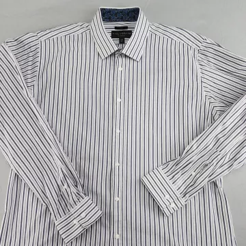 CALABRUM LONDON Men's XL 17.5 Fitted Striped Long Sleeve Dress Shirt - Main