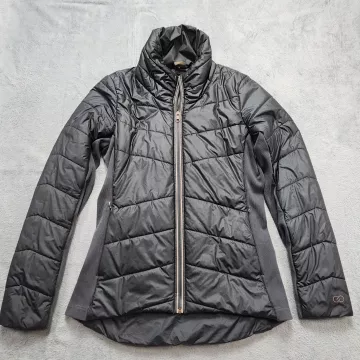 CALIA by Carrie Underwood Puffer Jacket Womens S Black Quilted Mixed Media Coat - Front