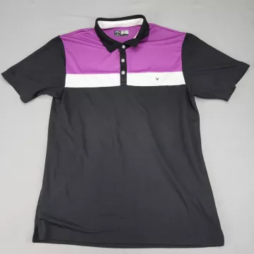 Callaway Golf Polo Shirt Mens XL OptiDri Colorblock Black Purple Short Sleeve - Front