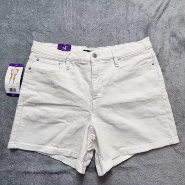 Calvin Klein Jeans Shorts Womens Size 14 White Denim High Rise Mom 5 In Inseam - Front
