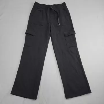 Calvin Klein Performance Womens S Black Fleece Cargo Sweatpants Mid Rise Pants - Front