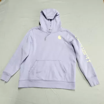Carhartt Womens XL Hoodie Pullover Relaxed Fit Light Purple Logo Sleeve - Front